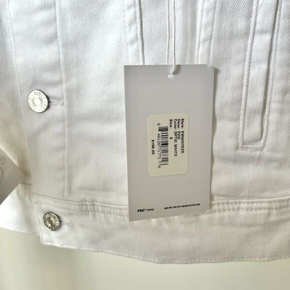 Anthropologie Edwin Evie Optic White Jean Jacket Silver Hardware NWT Small - Picture 11 of 12